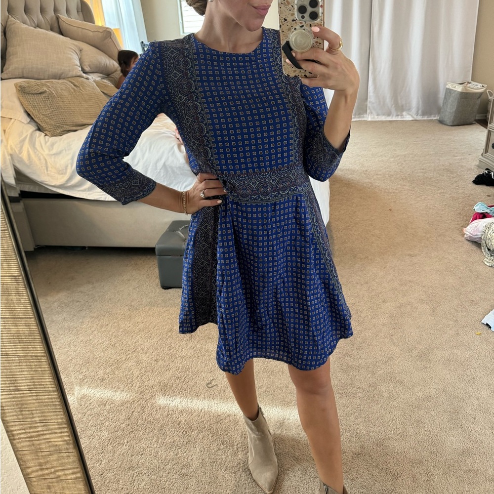 Madewell blue printed a line dress